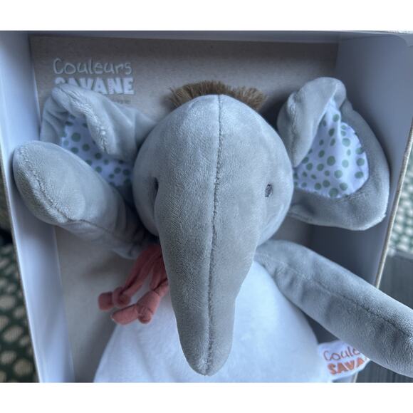 NEW IN BOX DouDou Et Compagnie Paris Couleurs Savane Elephant Plush - Picture 2 of 5